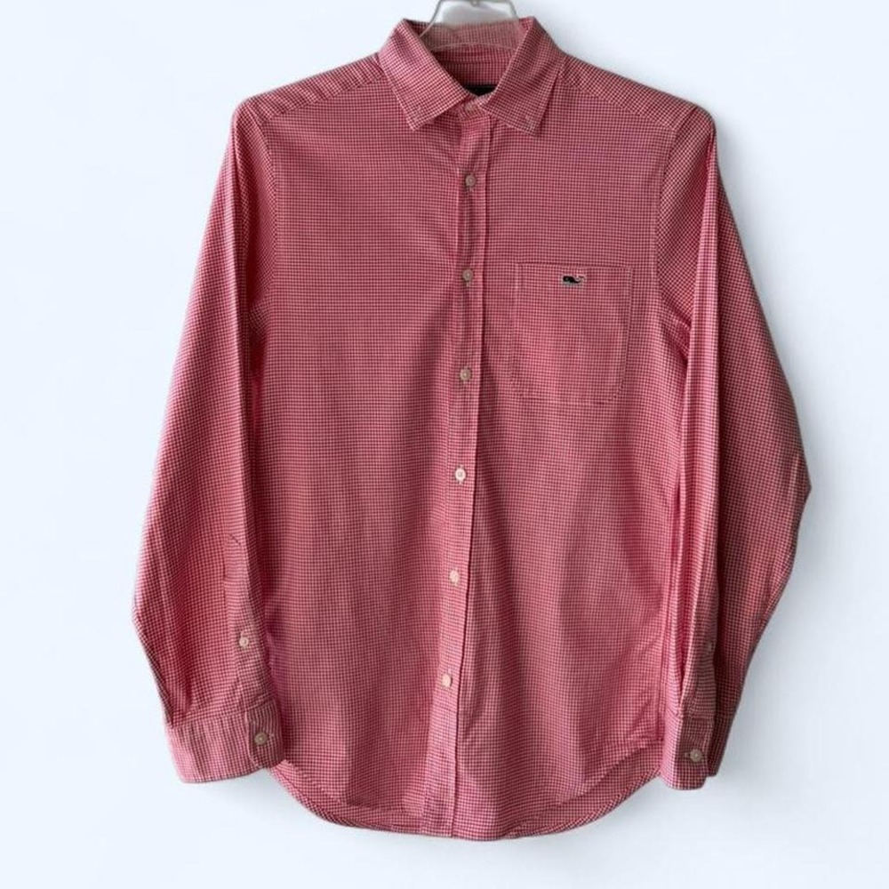 Vineyard Vines Red Gingham Classic Fit Tuck Button Down Shirt Men's XS‎